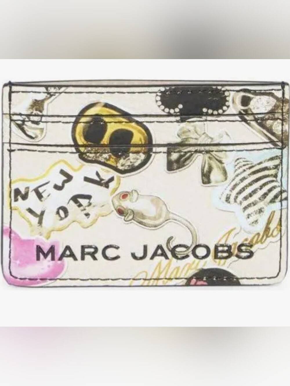Marc Jacobs White Sticker-Print Wallet/Card Case